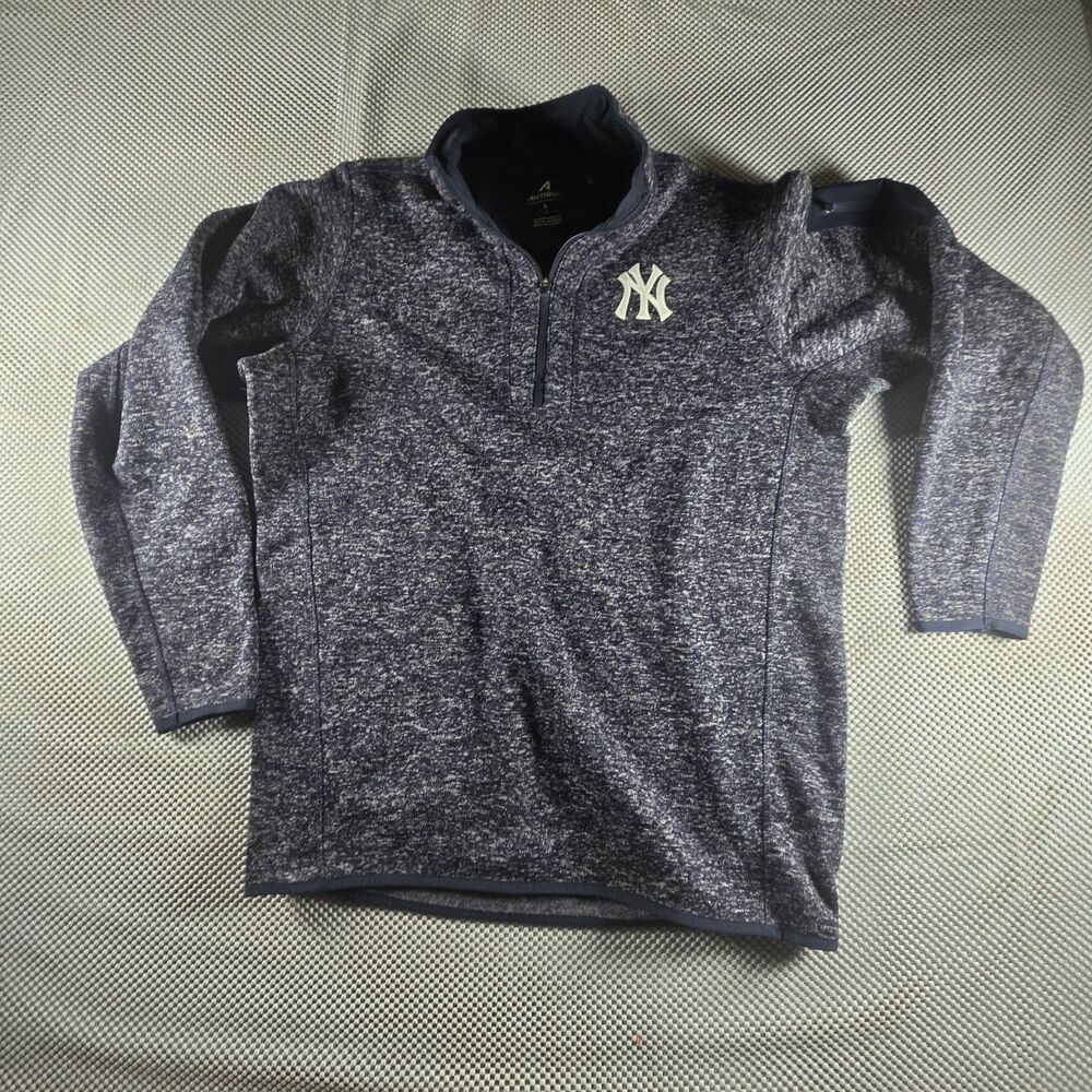 Antigua New York Yankees Pullover L Blue Heather 1/4 Zip MLB Performance